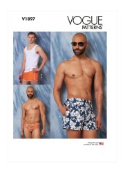 1897 Vogue Mr. Bathing Suits, Trunks, Tank Top Pattern XL-XXL New
